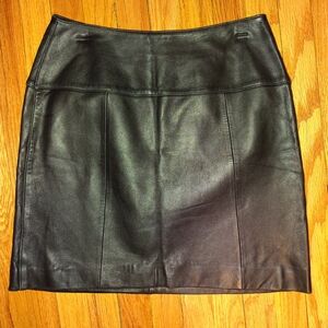 Vintage Lord&Taylor Classic Black Leather Mini Skirt Sz 12